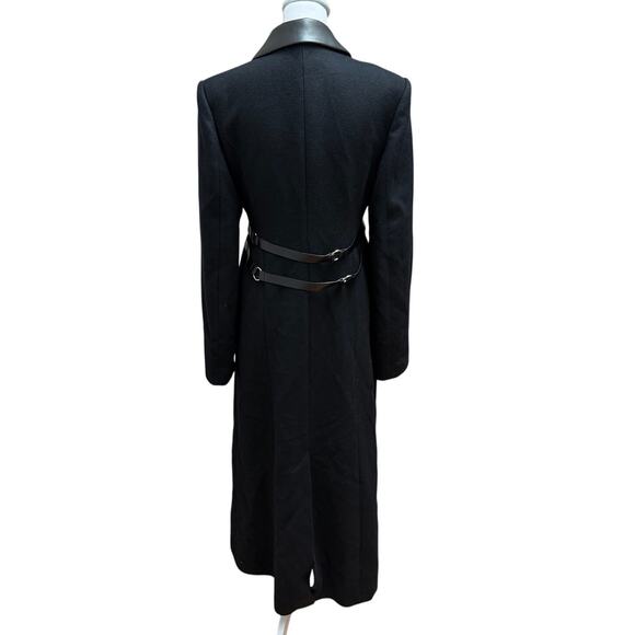 NEW ADEAM Trench Coat Full Length Wool Women’s 4 Black Harness Luxury Minimalist - Picture 5 of 11